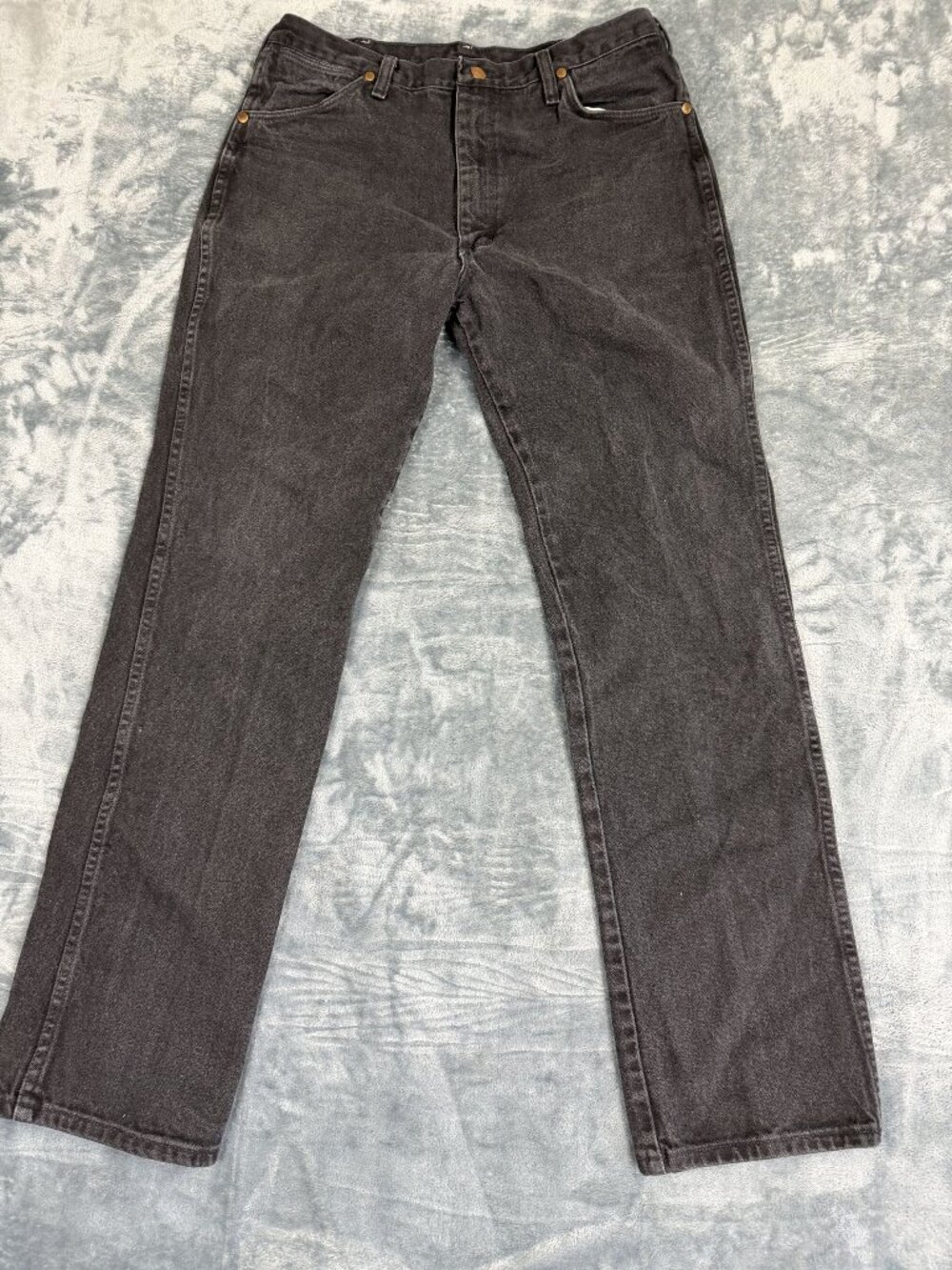 Wrangler Mens Black Denim Jeans 36 Straight Leg